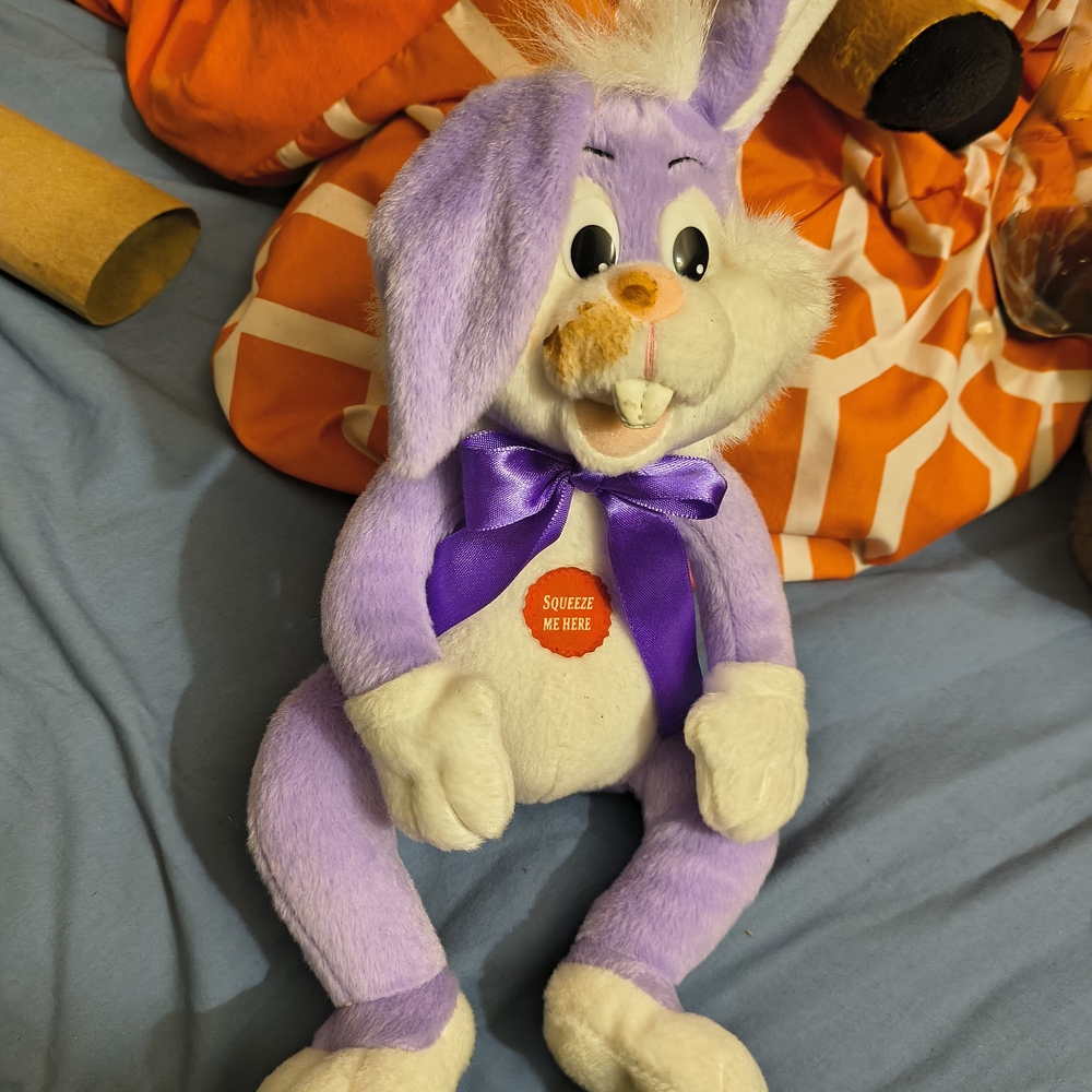 Purple and White Plush Bunny with Bow